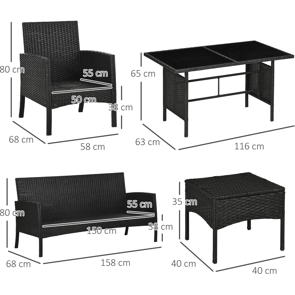 Outsunny 5 Seater Black Sofa Lounge Set Image 7
