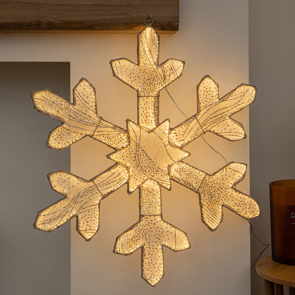 Samuel Alexander 604 Warm White LED Light-Up Gold Christmas Snowflake 60cm Image 4