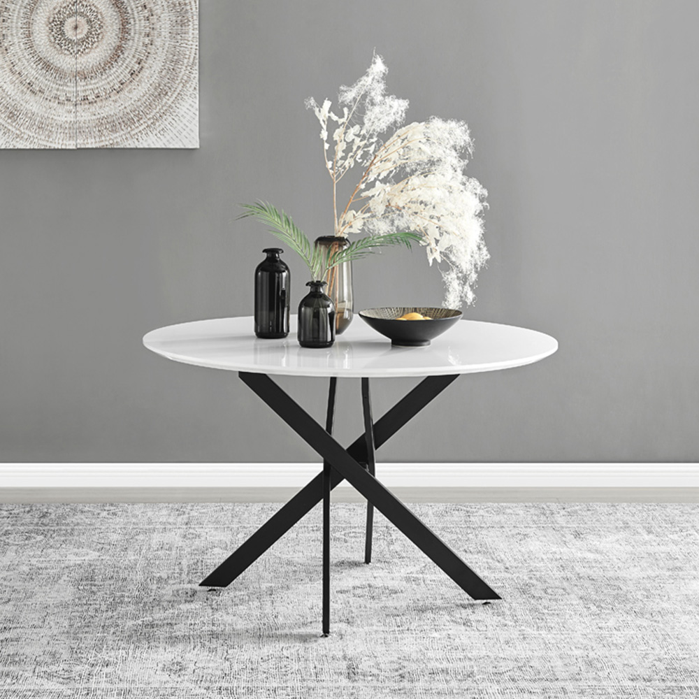 Furniturebox Arona 6 Seater Round Dining Table White High Gloss and Black Image 7