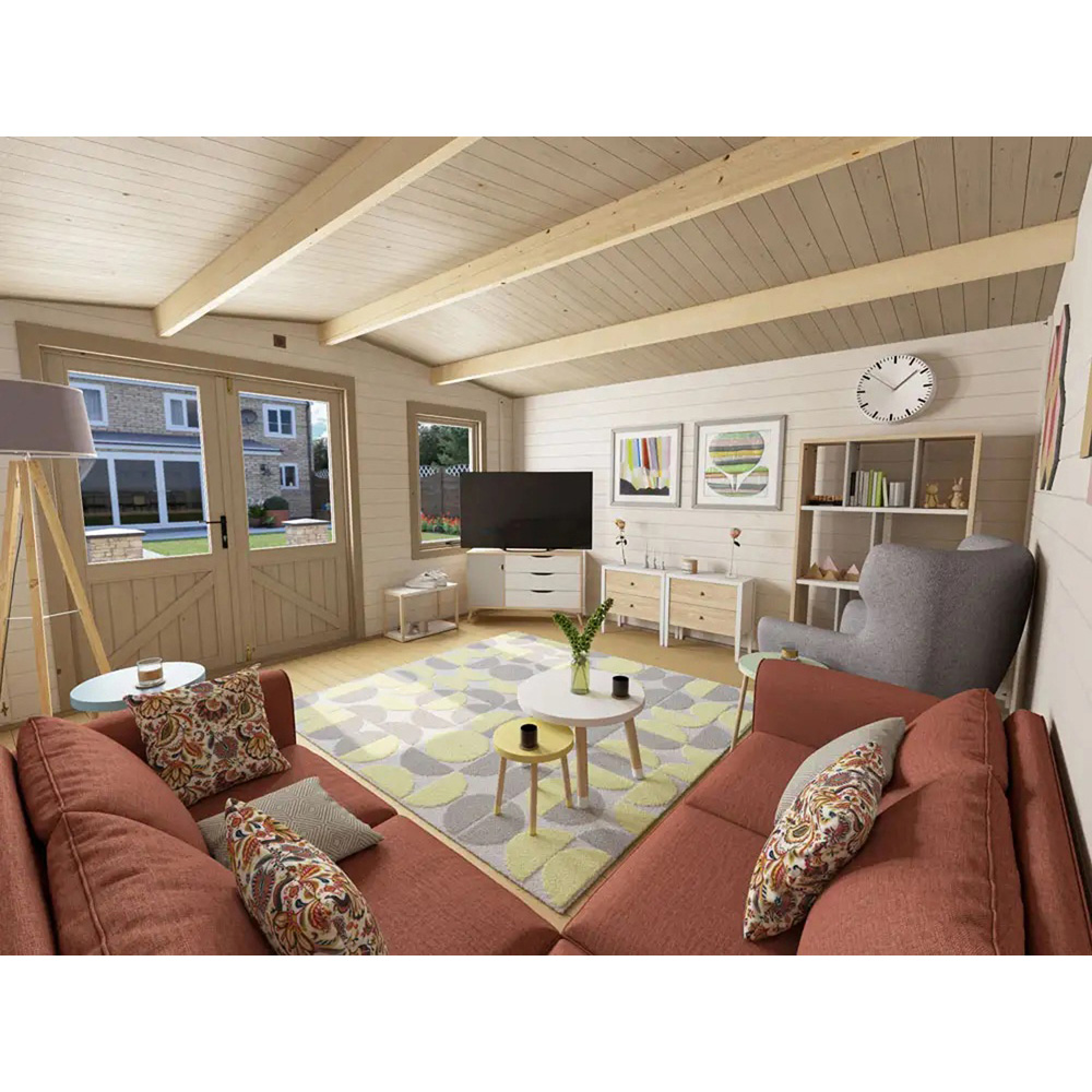 Dunster House Severn 13 x 13ft Brown Garden Log Cabin Image 3