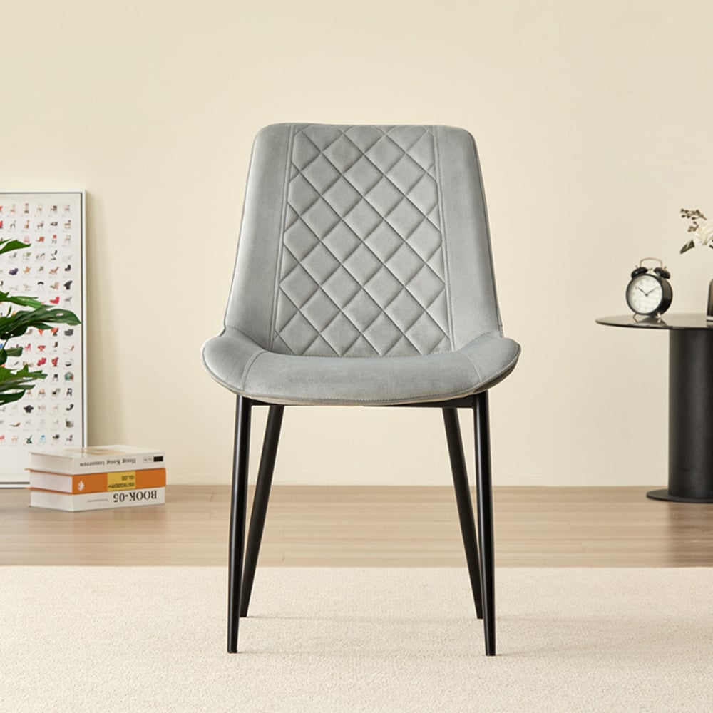 Indoor Living Amelia Set of 2 Grey Velvet Dining Chair Image 3