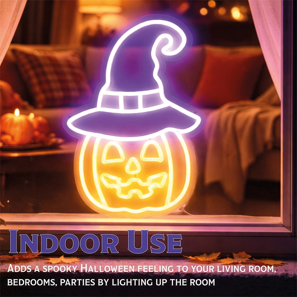FXLab Pumpkin Silhouette Neon Light Indoor Halloween Decoration 26 x 38cm Image 5