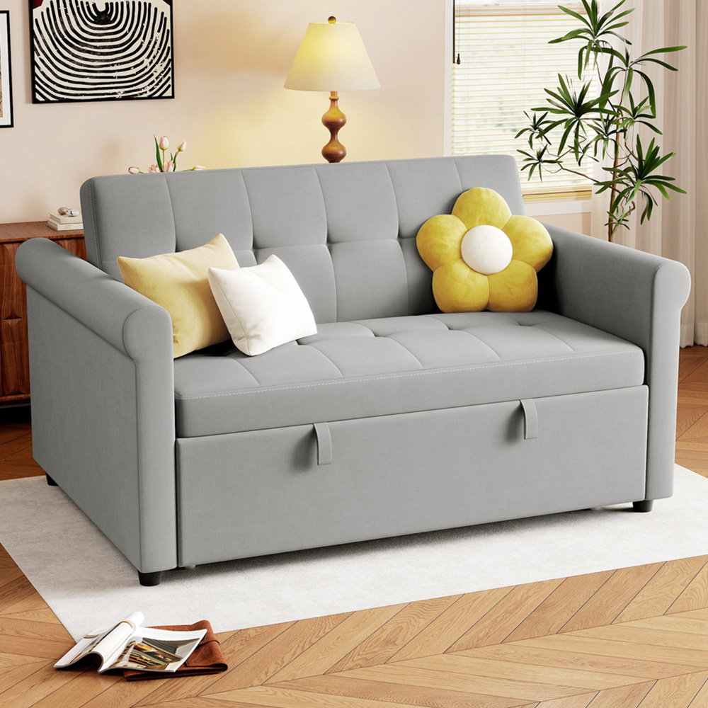 Portland 2 Seater Grey Pull Out Sofa Bed  Image 1