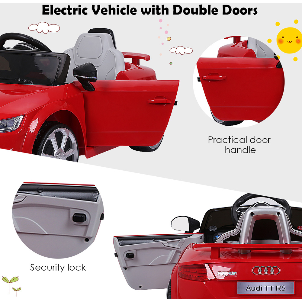 Costway Kids Red Licensed Audi TTRS Ride On Car with 2 Motors and MP3 Music 12V Image 7