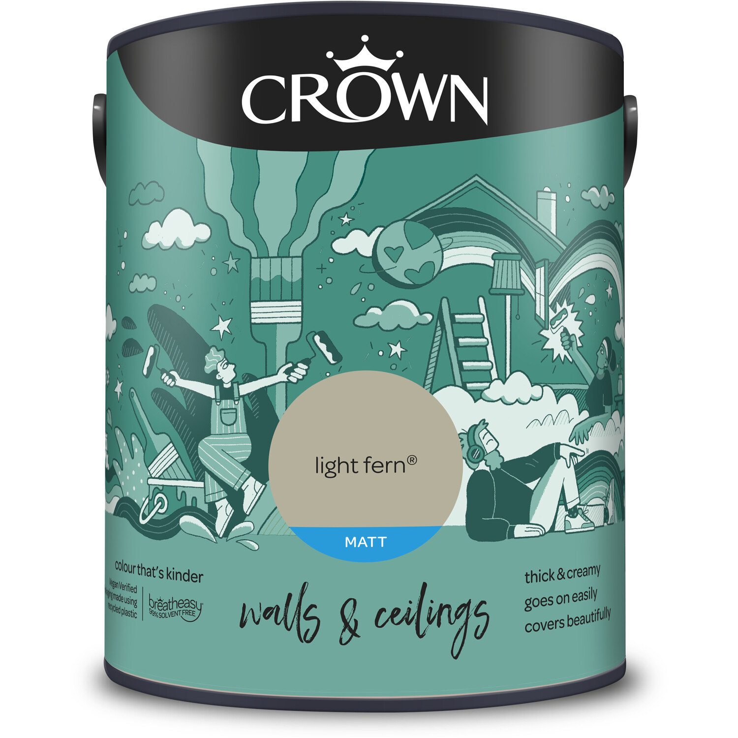 Crown Matt Emulsion Light Fern 5l Image 4