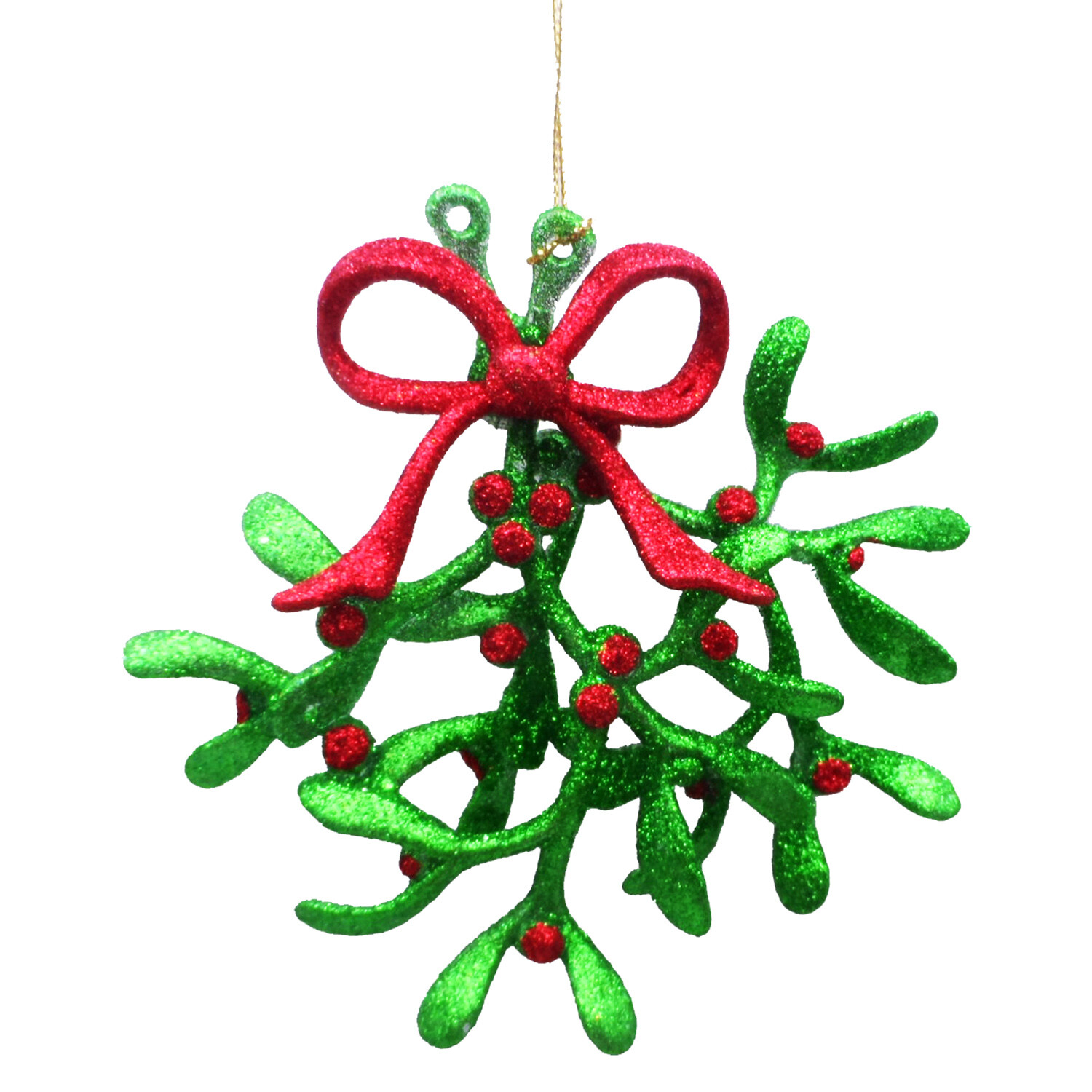 Glitter Mistletoe Decoration - Red and Green Image