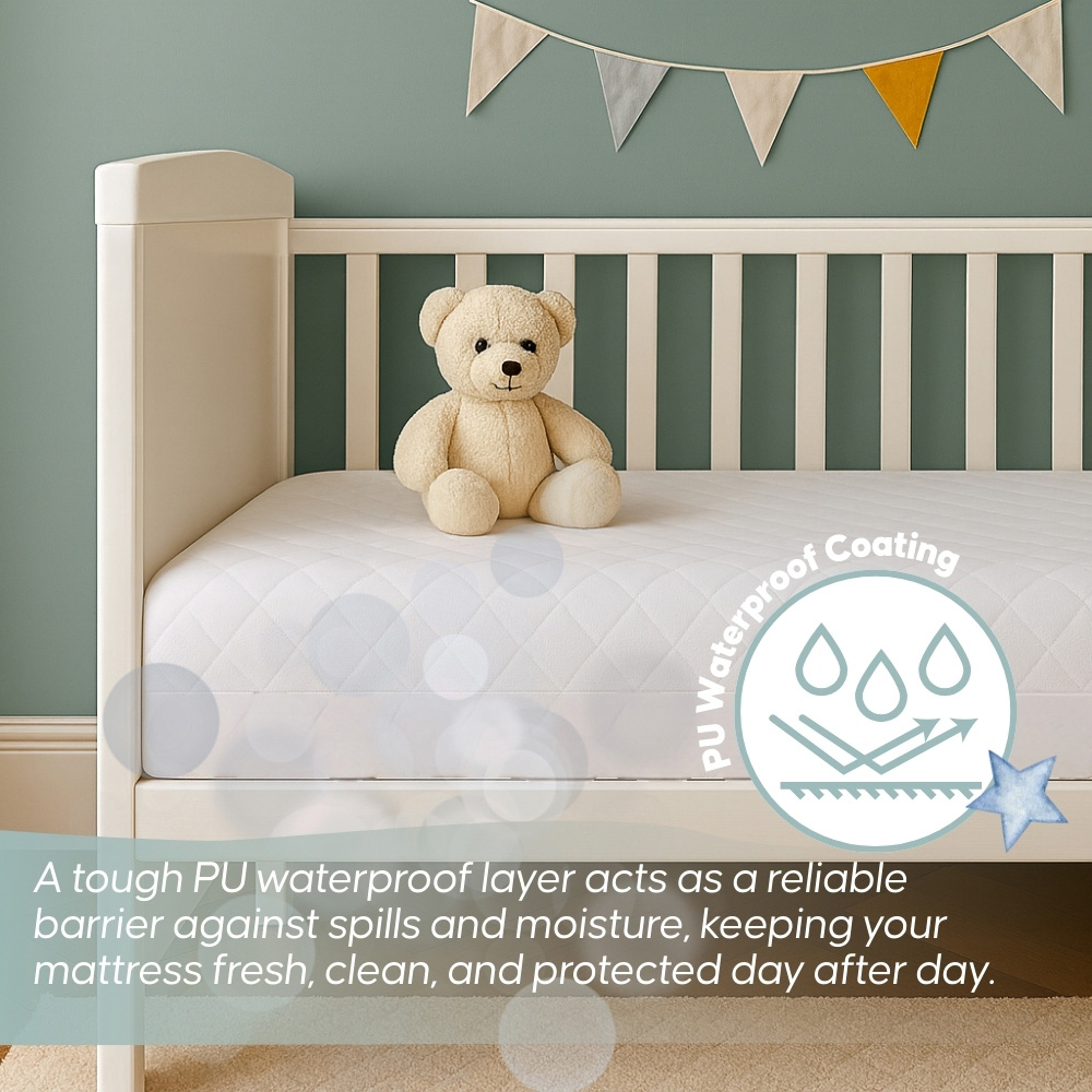 Bump and Beyond White Breathable Firm Support Waterproof Baby Cot Mattress 120 x 60 x 7.5cm Image 4