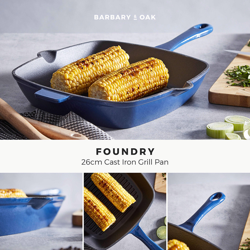 Barbary and Oak 26cm Blue Cast Iron Grill Pan Image 2