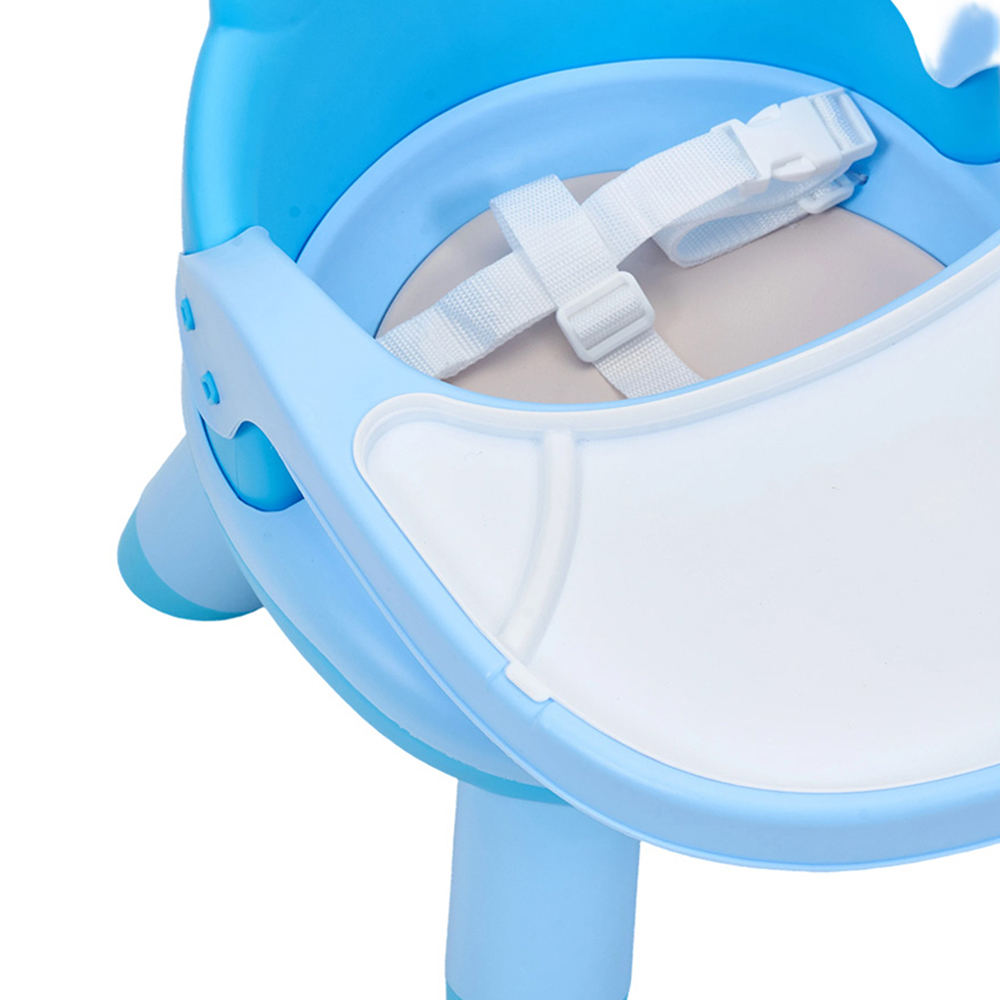 H&O Direct Blue Low Plastic Baby Feeding Chair with Tray and 3 Point Harness Image 3
