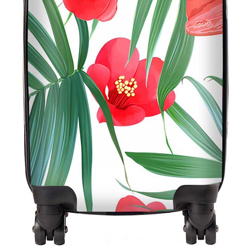 Warren Reed Designer Mini Cabin Tropical Flowers and Palm Leaves Hawaiian Suitcase Image 2