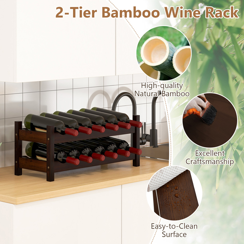 Costway 2 Shelf 12 Bottle Coffee Wine Rack Image 5