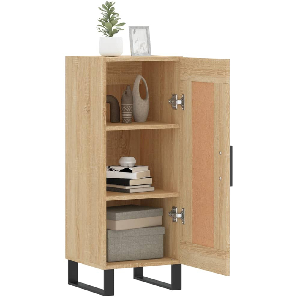 vidaXL Single Door Light Brown Sideboard with Black Handle Image 4