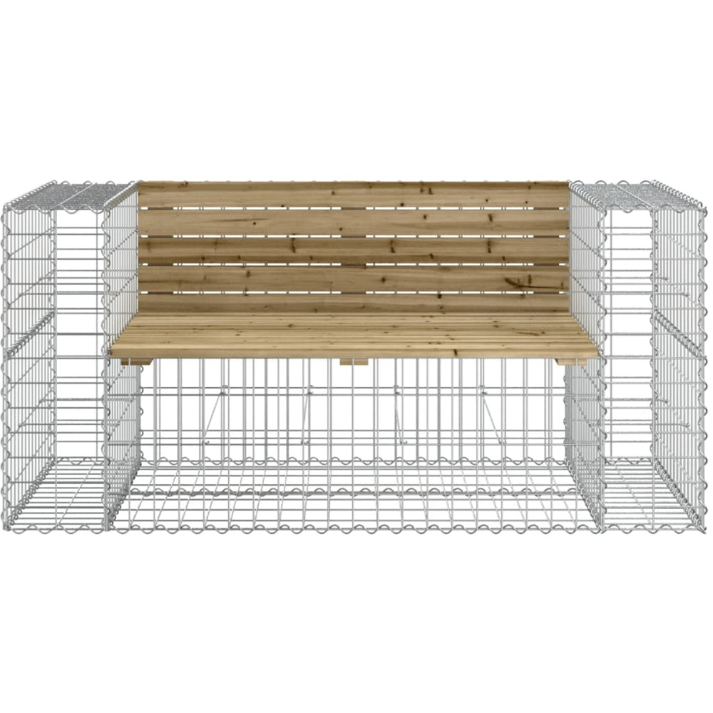 vidaXL Brown Solid Impregnated Pine Wood Gabion Design Garden Bench 143 x 71 x 65.5cm Image 2