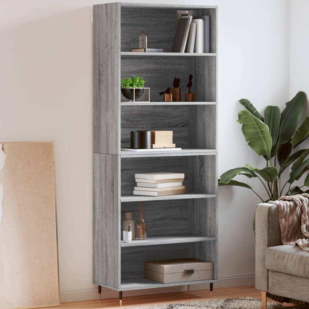 vidaXL 6 Shelf Grey Sonoma Highboard Image 1