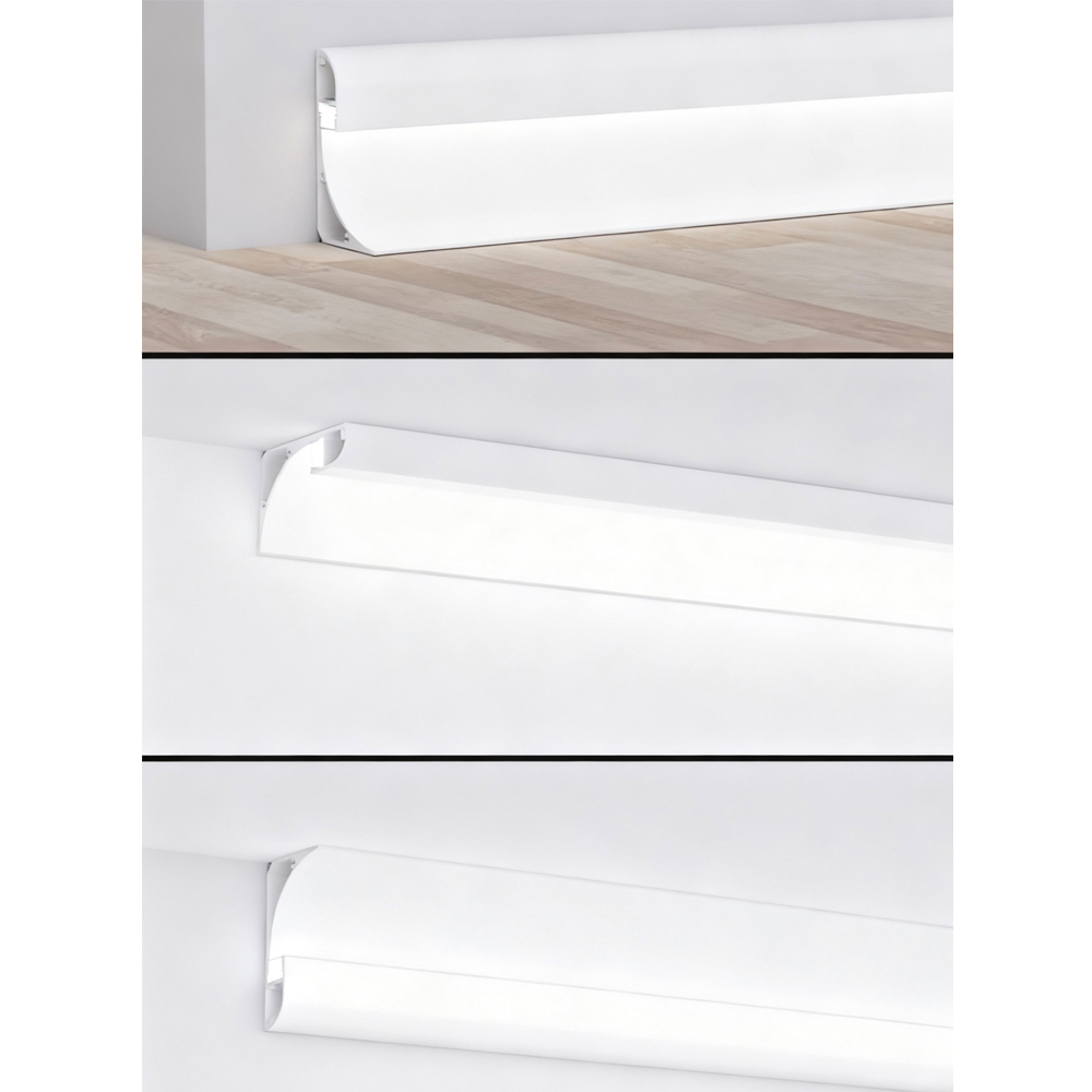 ENER-J 60mm Aluminium Skirting Profile with Curved Vertical Rise 2m Image 3
