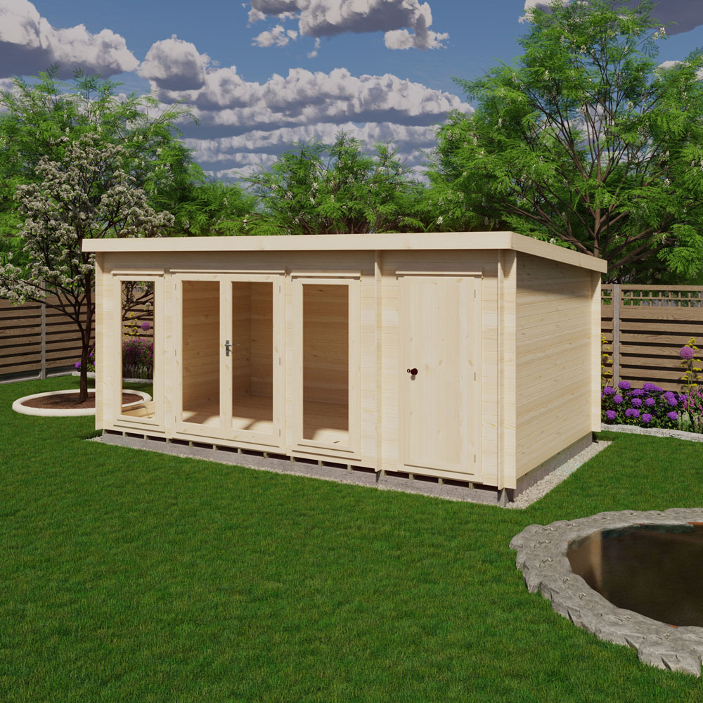Shire Walsoken 10 x 17ft Dual-Purpose Pent Garden Log Cabin with Integral Storage Image 2