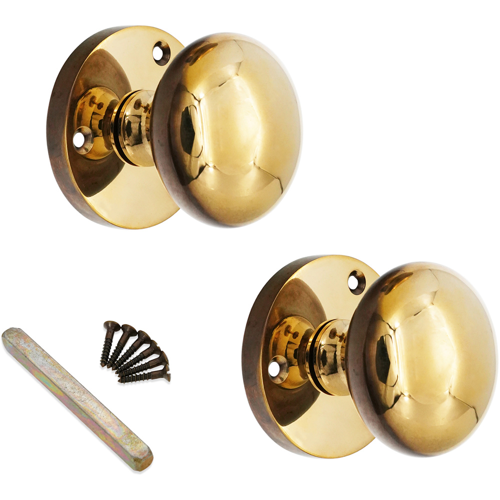 Spira Brass Aged Brass Victorian Mortice Door Knob 2 Pack Image 4