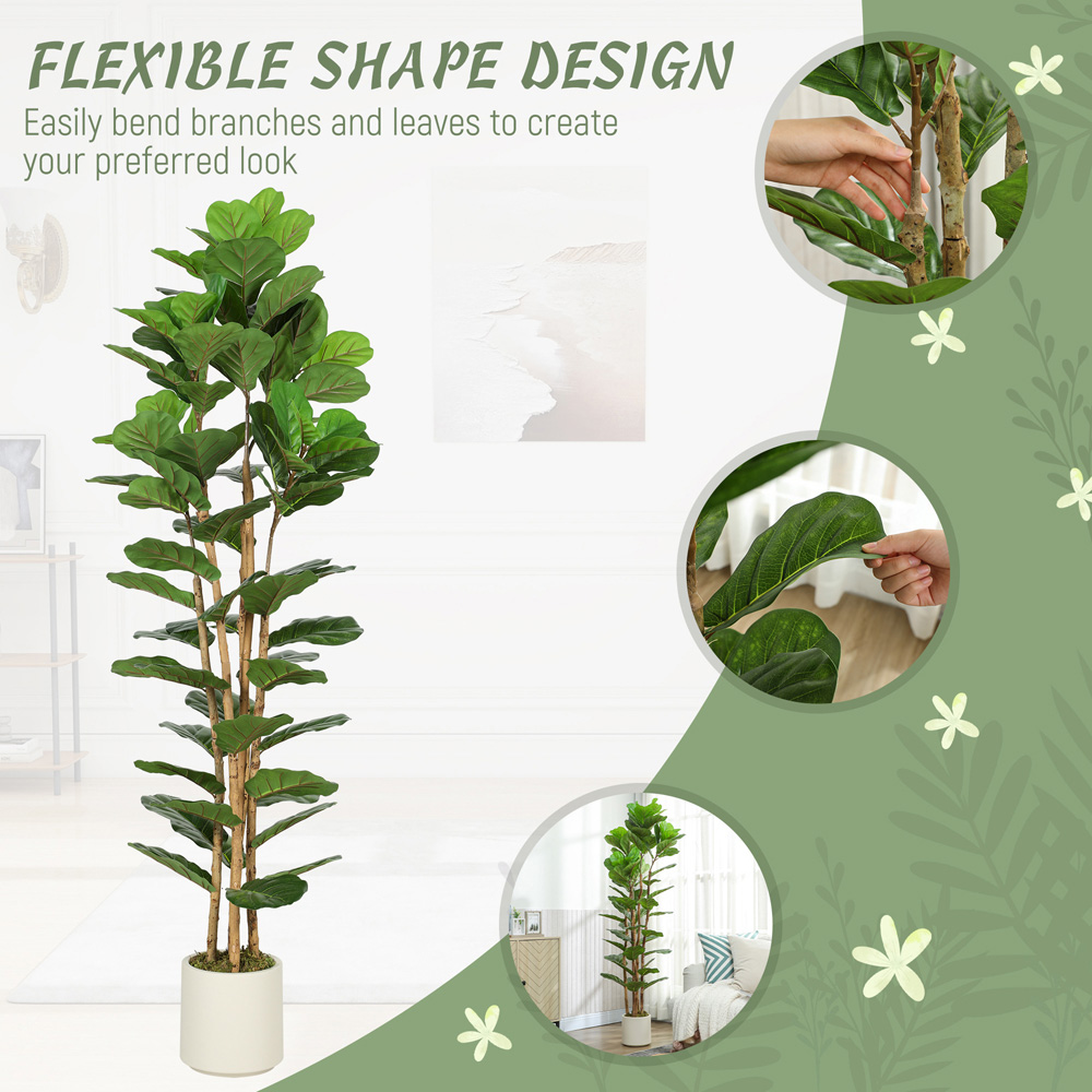 Portland Fiddle Leaf Fig Artificial Tree in Pot with Solid Wood Trunks 6ft Image 7