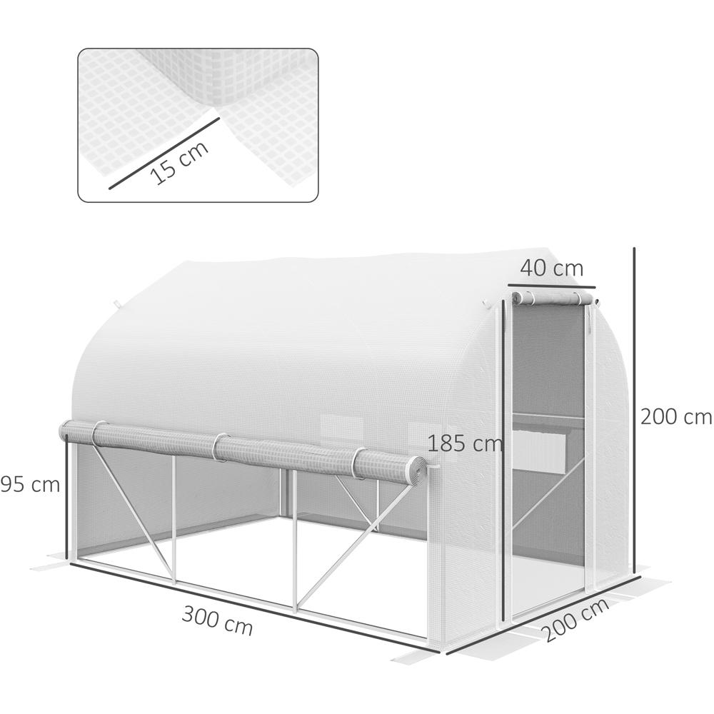 Outsunny White Plastic 9.8 x 6.6ft Walk In Polytunnel Greenhouse Image 8