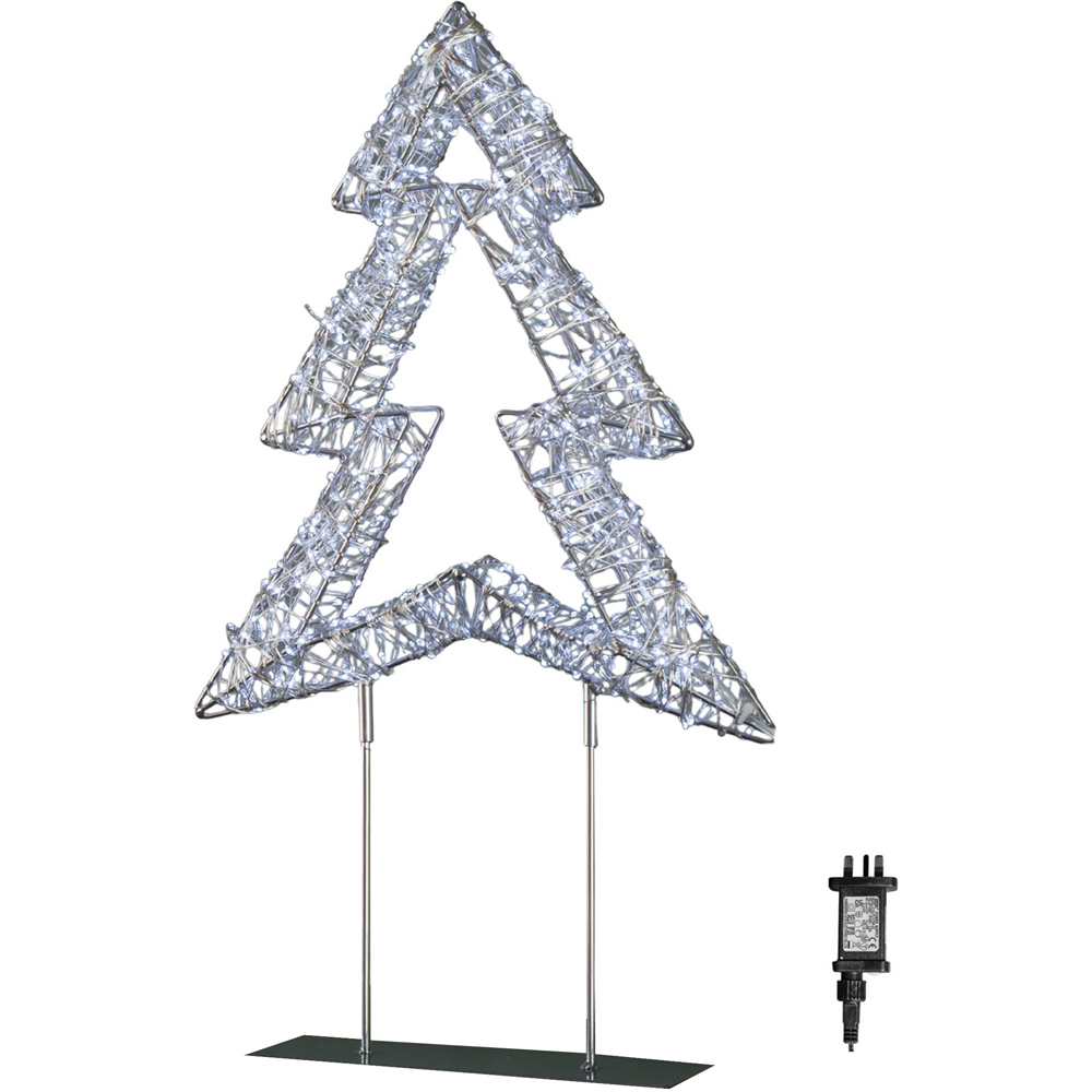 Samuel Alexander 720 White LED Light-Up Twinkling Silver Christmas Tree with Metal Stand 45cm Image 2