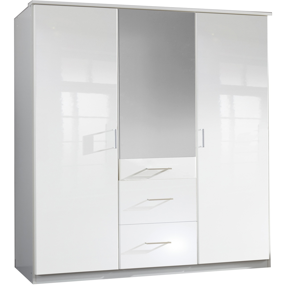 TJ'S Duo 3 Door 3 Drawer White Wardrobe Image 2