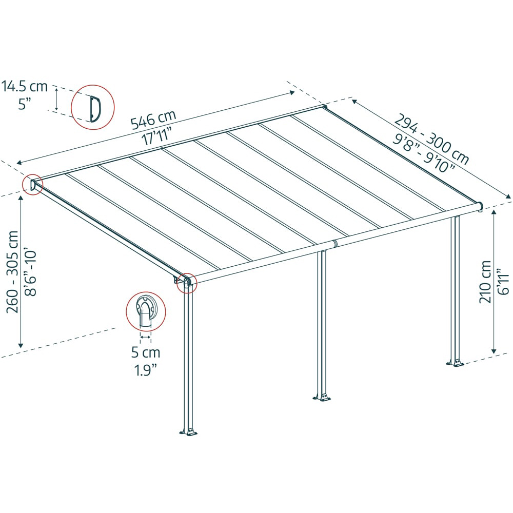 Palram Canopia Olympia White Clear 3 x 5.46m Patio Cover Image 6