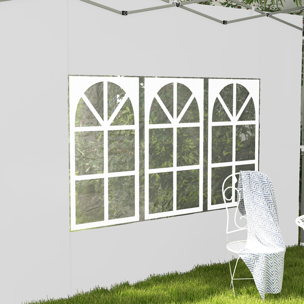 Outsunny White Replacement Gazebo Side Panel with Window 2 Pack Image 3
