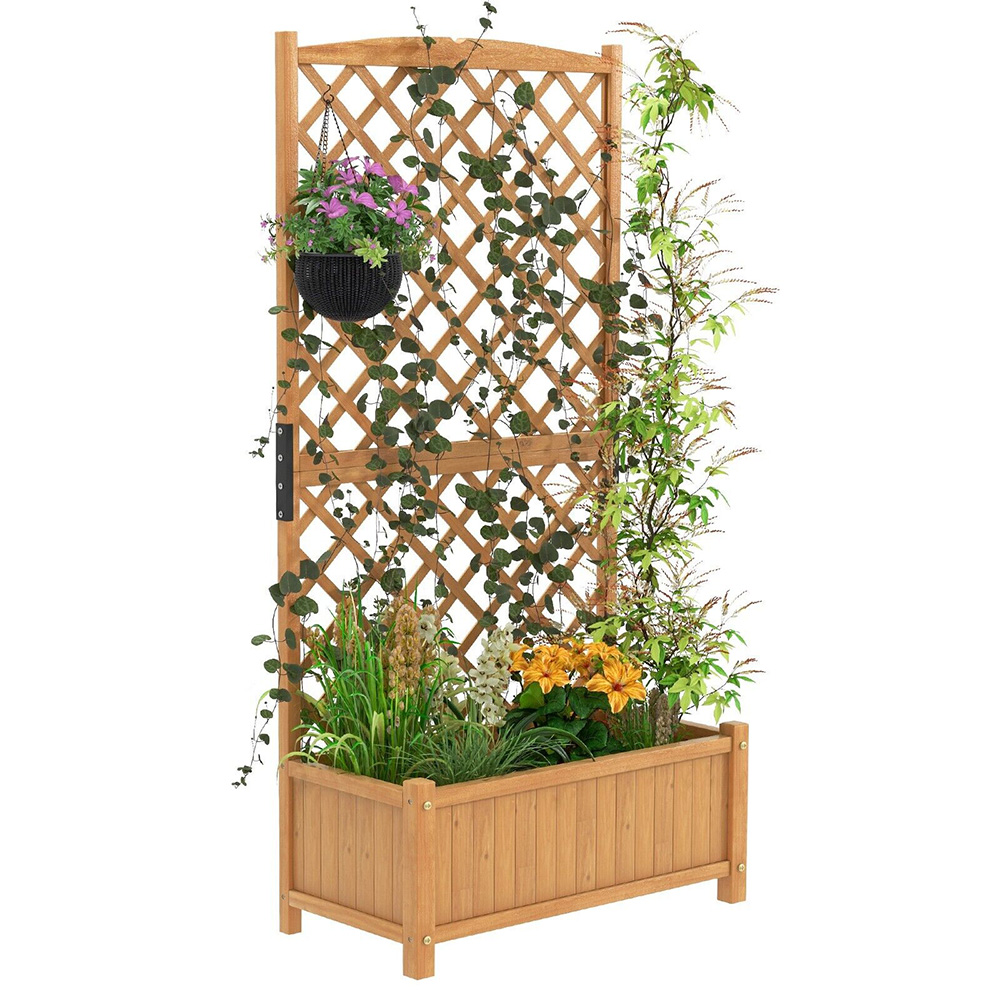 Costway Orange Raised Garden Bed Trellis Planter Image 3