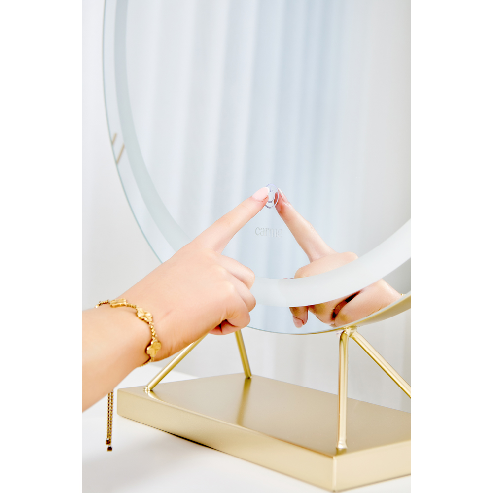 CARME Home Evie LED Frameless Gold Touch Sensor Light Mirror Image 5