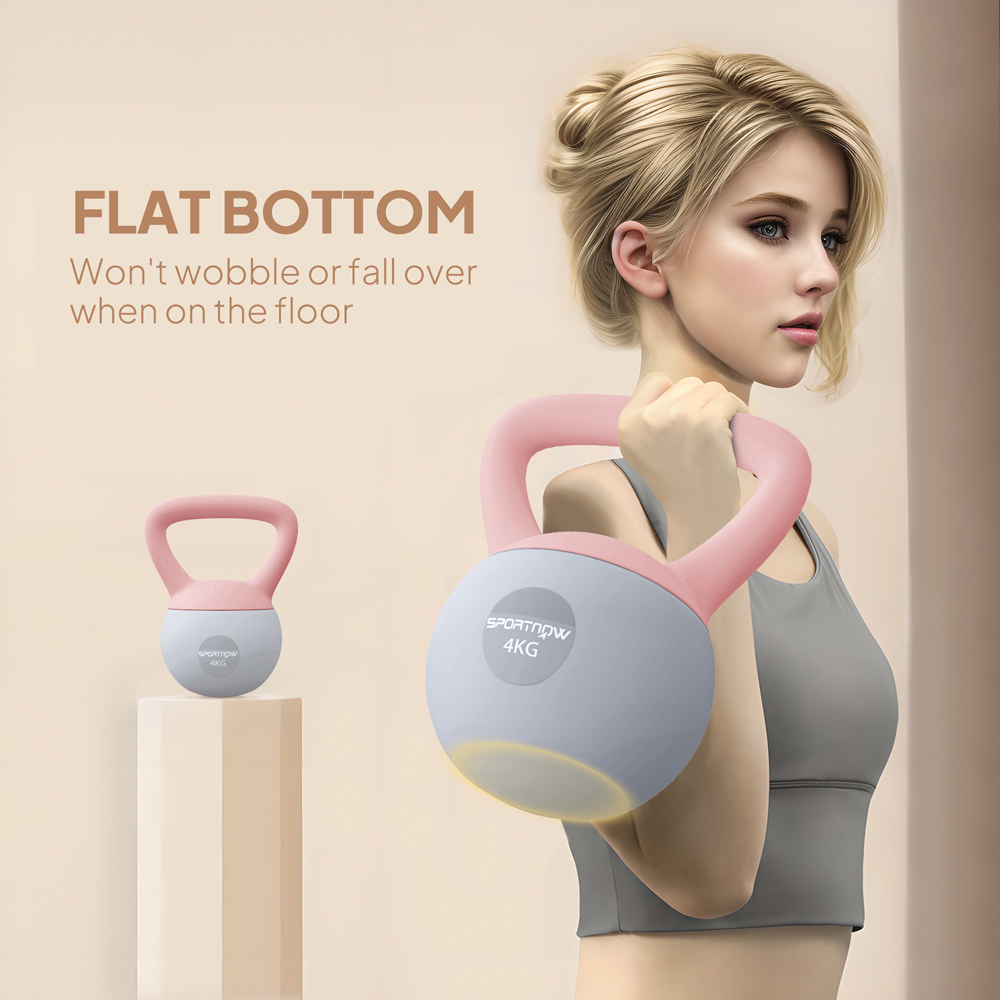 SPORTNOW Pink and Grey Soft Body Kettlebell with Non Slip Handle 4kg Image 6