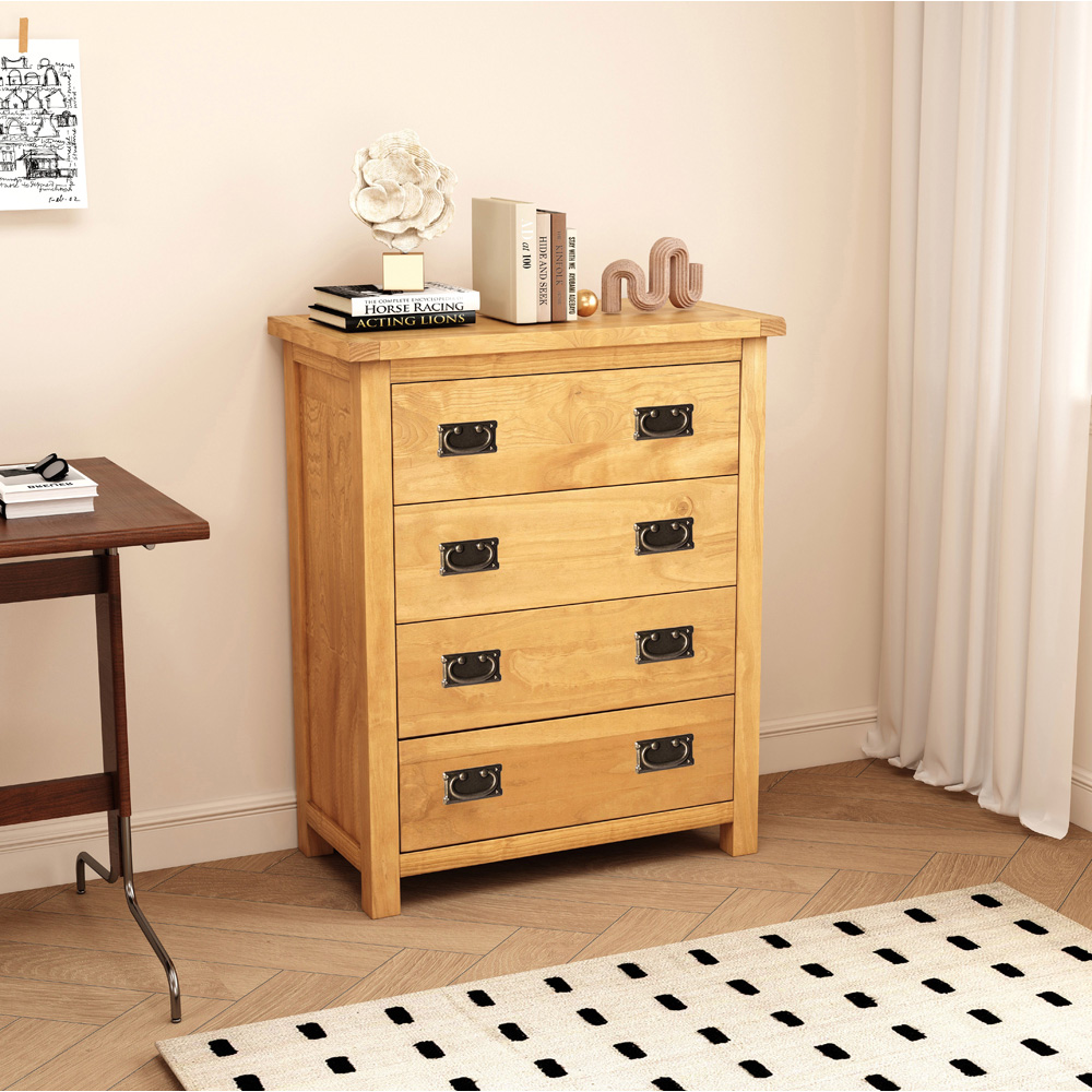 Cabinet Bits Lugo 4 Drawer Antique Wax Brass Drop Handle Chest of Drawers Image 8