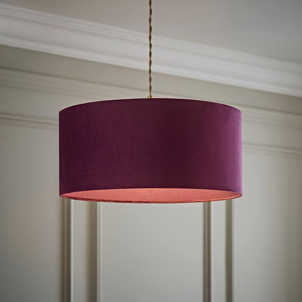 ValueLights Ashley Plum Velvet Squat Drum Easy Fit Lamp Shade 45cm Image 6