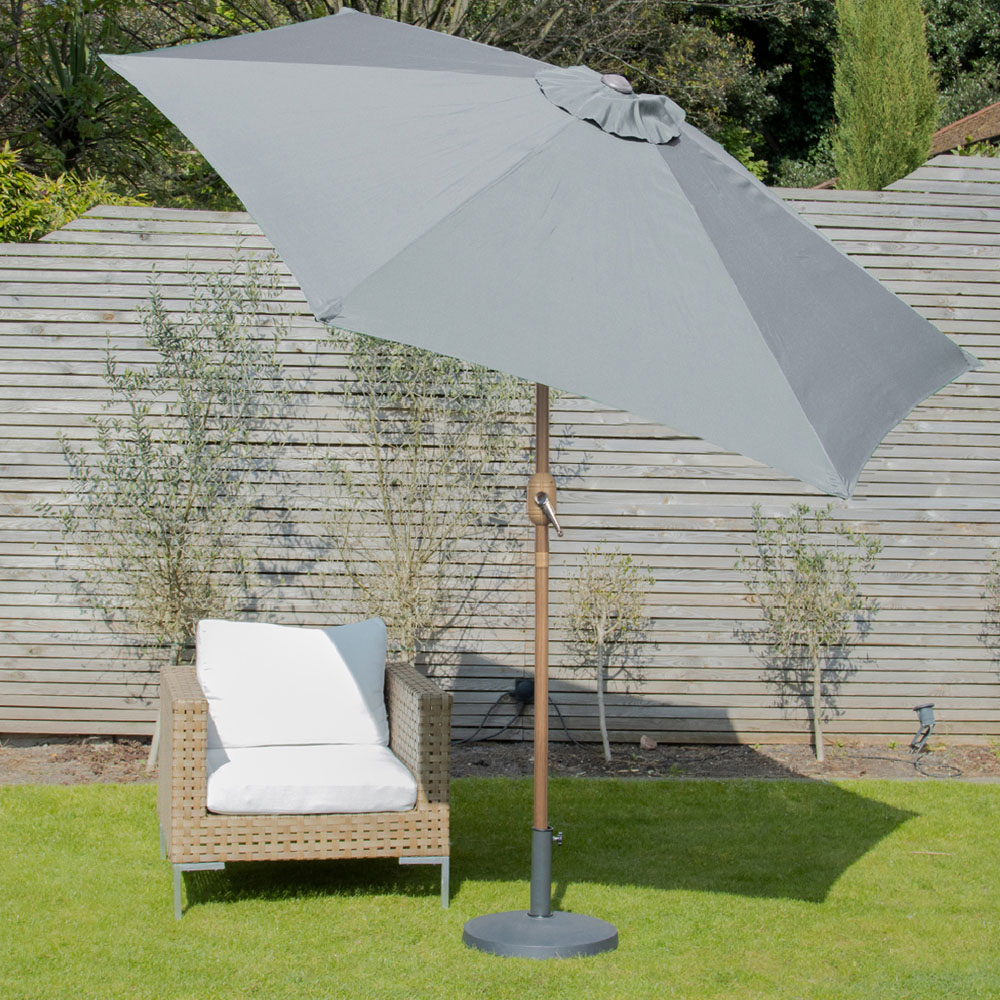 Gardenkraft Light Grey Crank and Tilt Wooden Parasol 2.7m Image 2