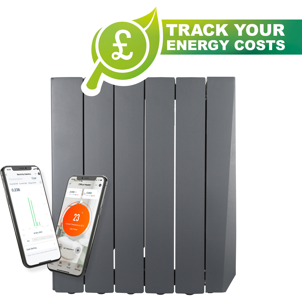 Masterplug SmartEnergy Comfort 5 Fin Grey Oil Filled Radiator 1000W Image 3