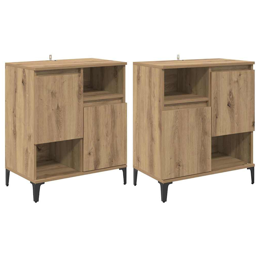vidaXL 2 Door 2 Shelf Artisan Oak Compact Sideboard Set of 2 Image 3