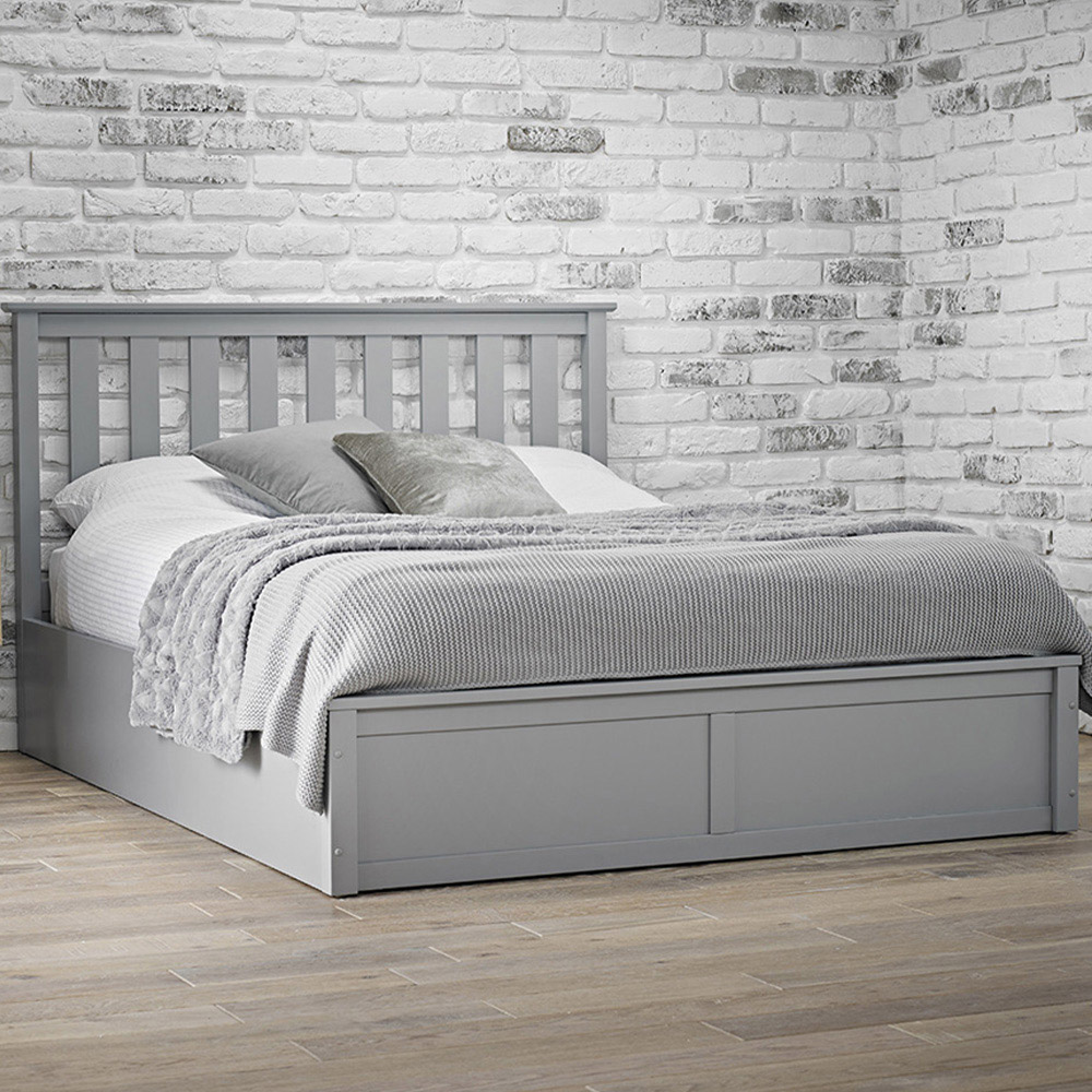 LPD Furniture Oxford Double Grey Ottoman Bed Frame Image 1