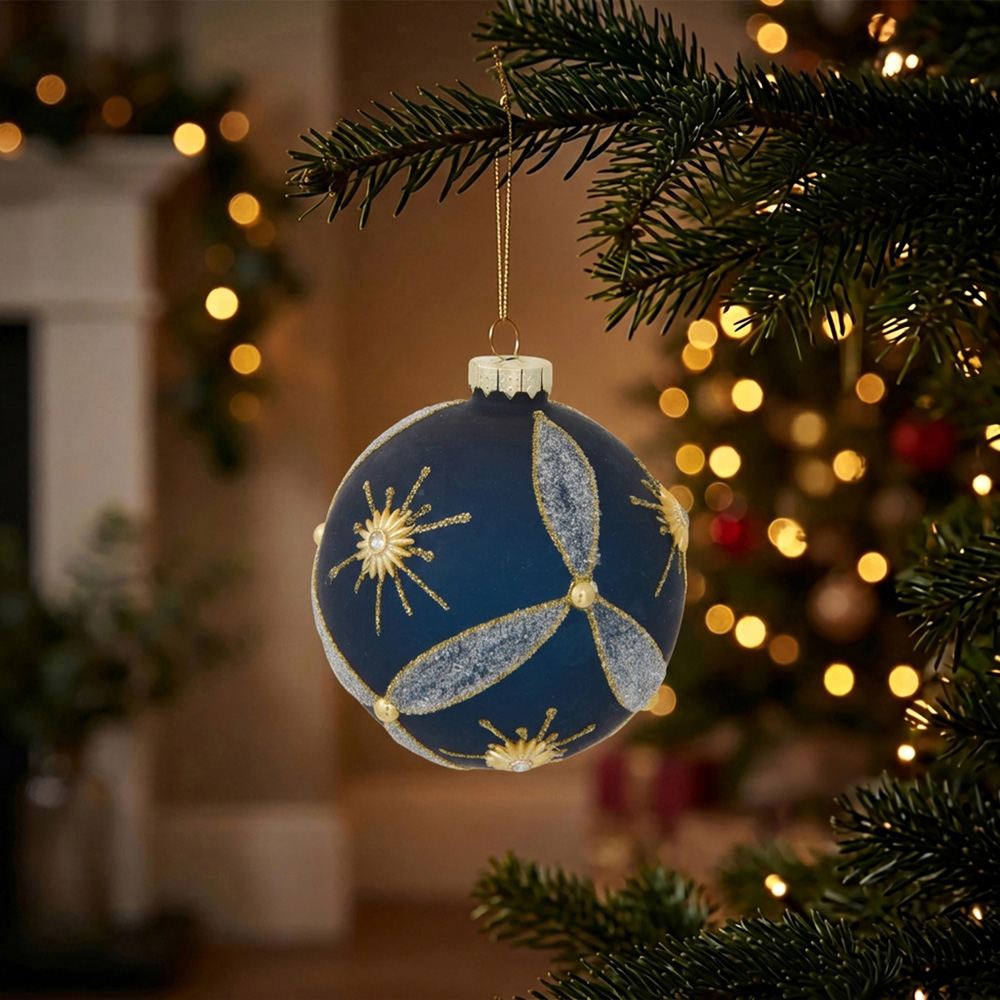 Navy Gold Embellished Bauble Image 3