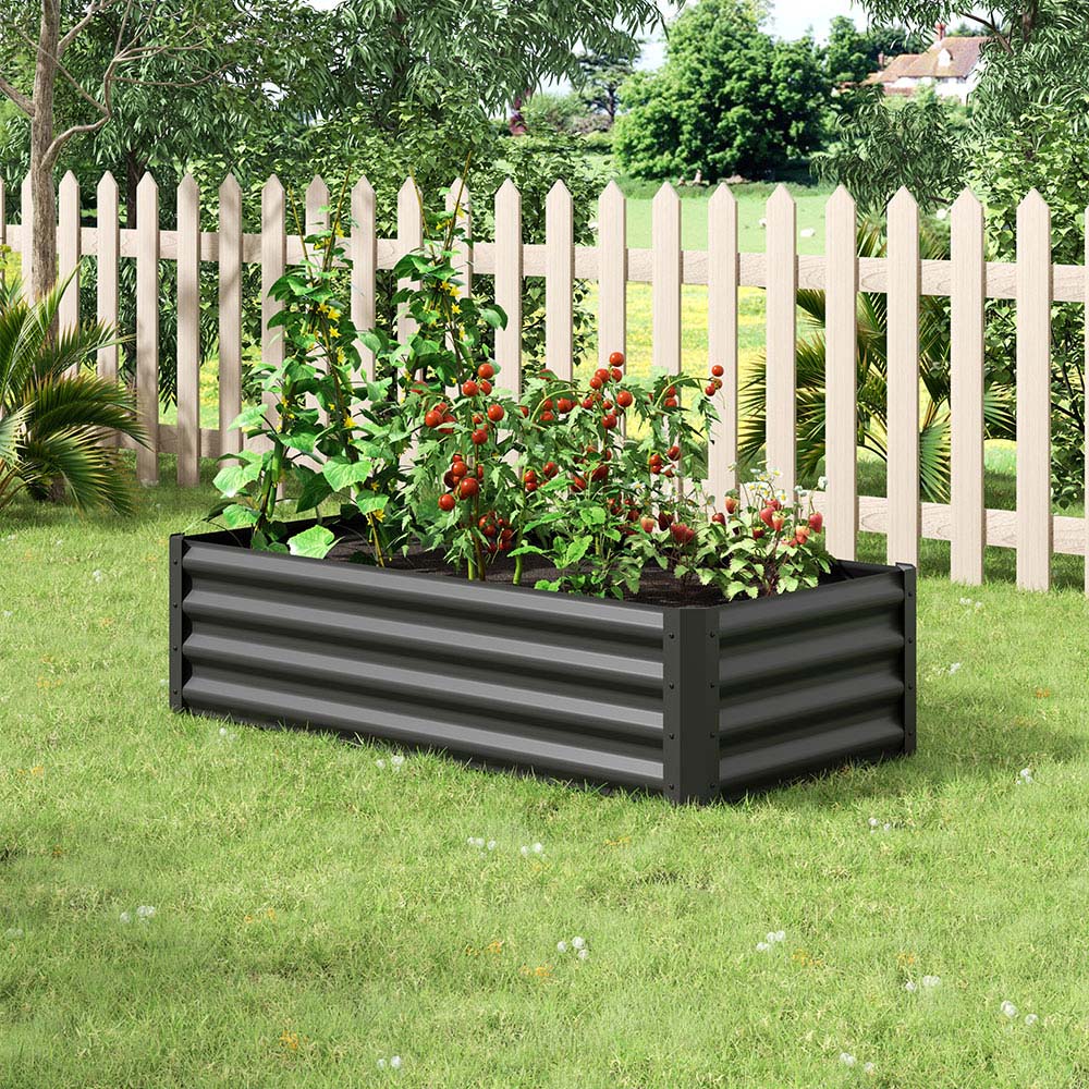 Living and Home Black Galvanised Steel Raised Garden Bed 120 x 60cm Image 8