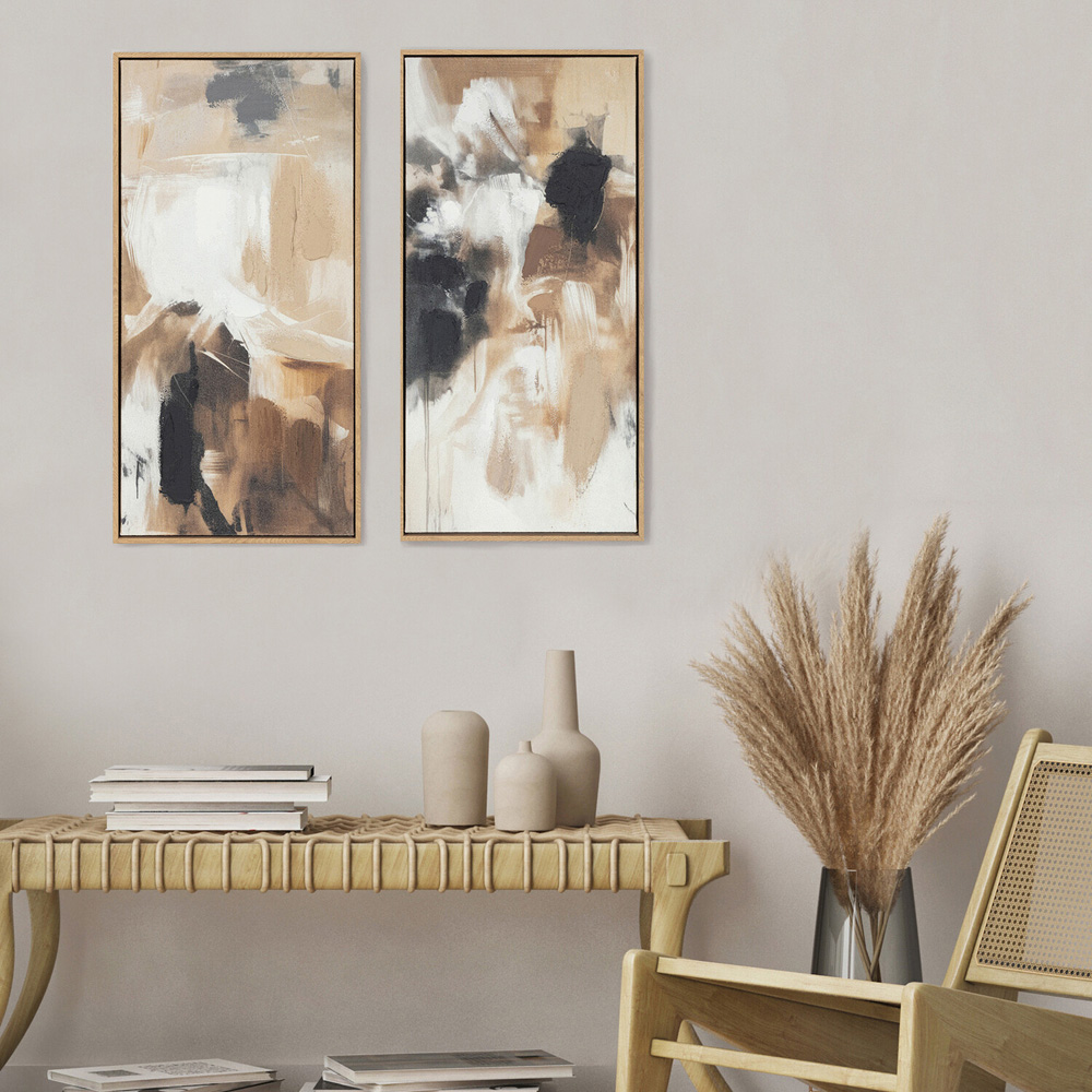 Set of 2 Hand Painted Deep Tonal Canvases Image 2