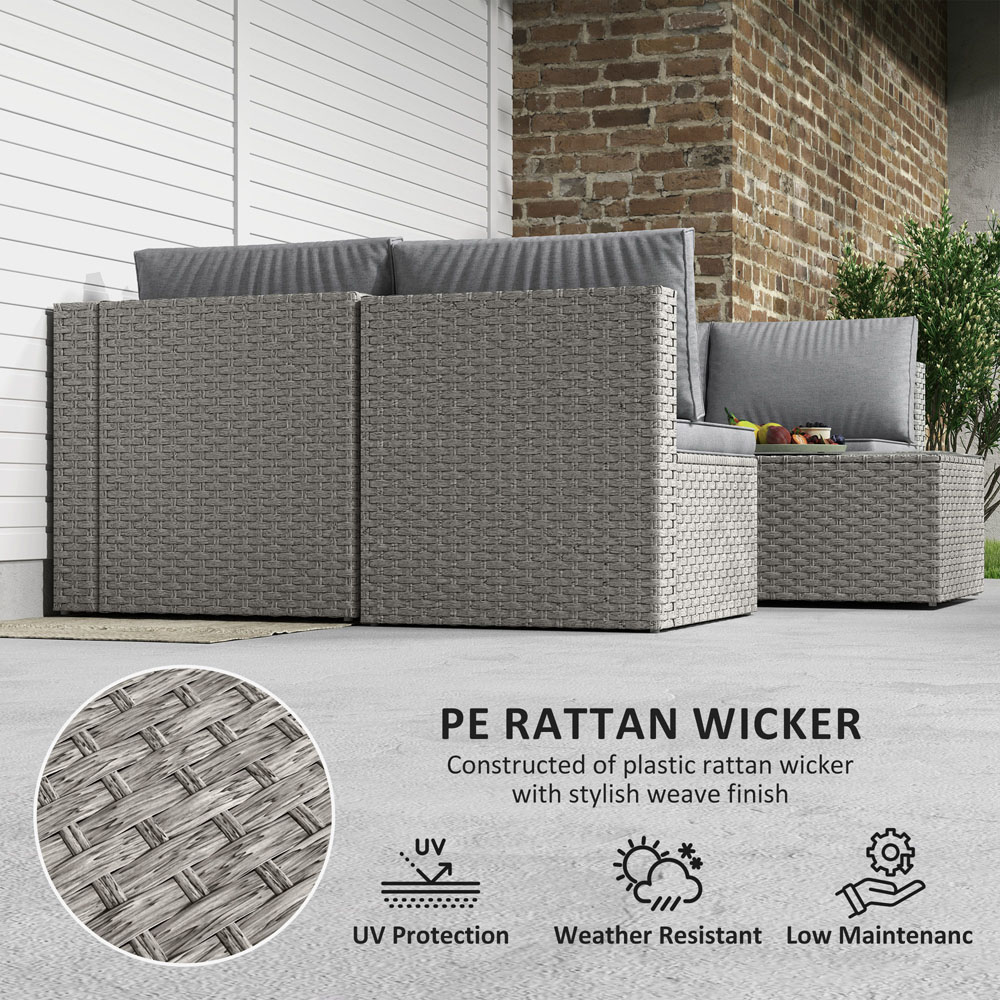 Outsunny 6 Seater Grey Rattan Garden Furniture Set with Cushions Image 5