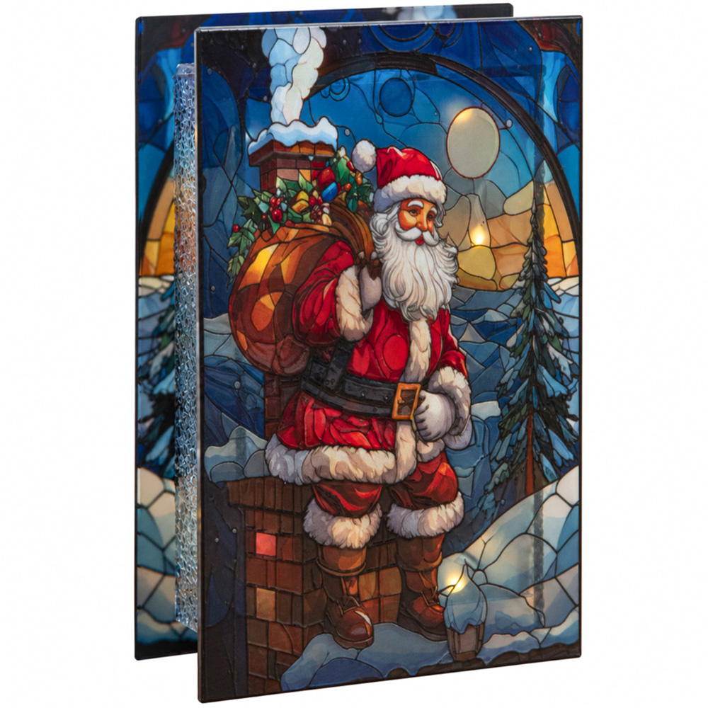Samuel Alexander Light Up Stained Glass Santa on Chimney Christmas Decoration 21 x 13cm Image 2