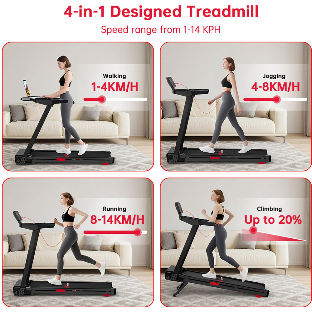 Rattrix Black Slope Auto Incline Foldable Treadmill with 12 Preset Programs Image 6