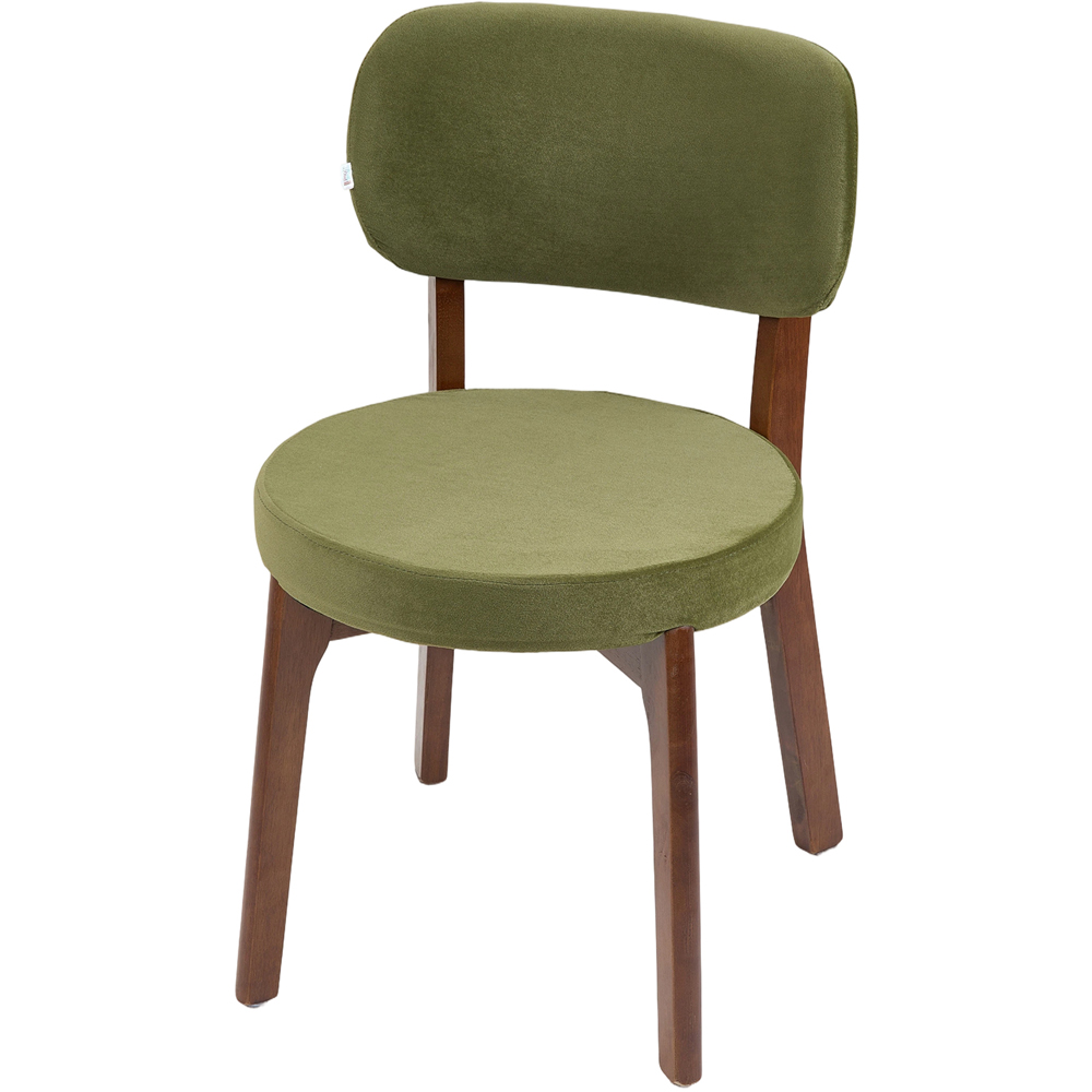 Living and Home Set of 2 Green Linen-Effect Fabric Upholstered Rubberwood Dining Chairs Image 3