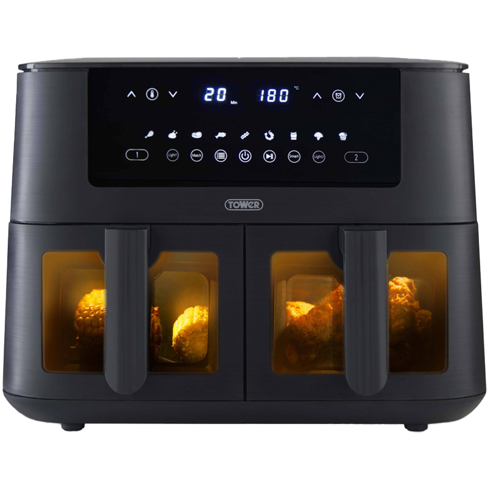 Tower Vortx Vizion T17151 Black Dual Basket Digital Air Fryer 8L Image 1