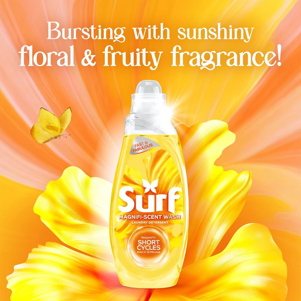 Surf Magnifi-Scent Wash Sunshine Blossom Liquid Laundry Detergent 31 Washes 837ml 8 Pack Image 9