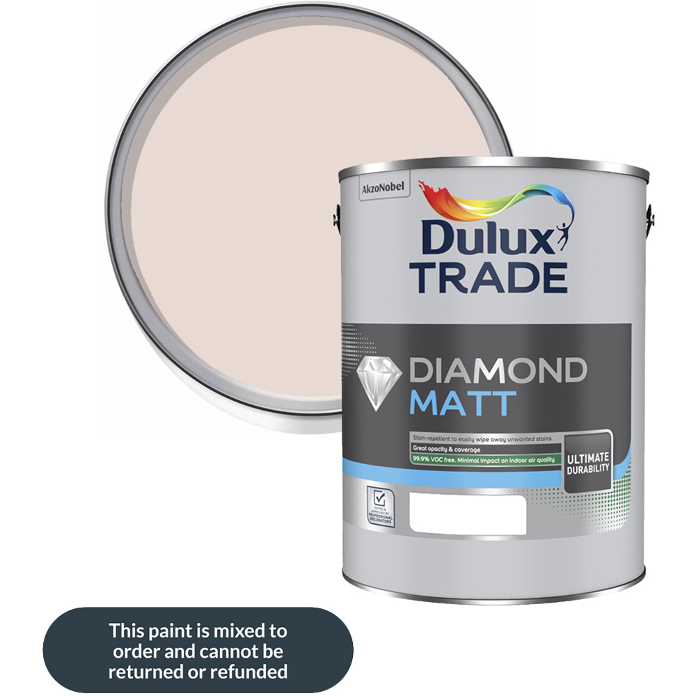 Dulux Trade Blush Pink Walls and Ceilings Diamond Matt Paint 5L Image 1