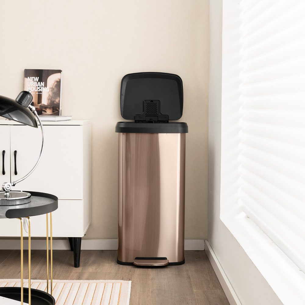 Costway Golden Step Trash Can with Soft Close Lid 68L Image 2