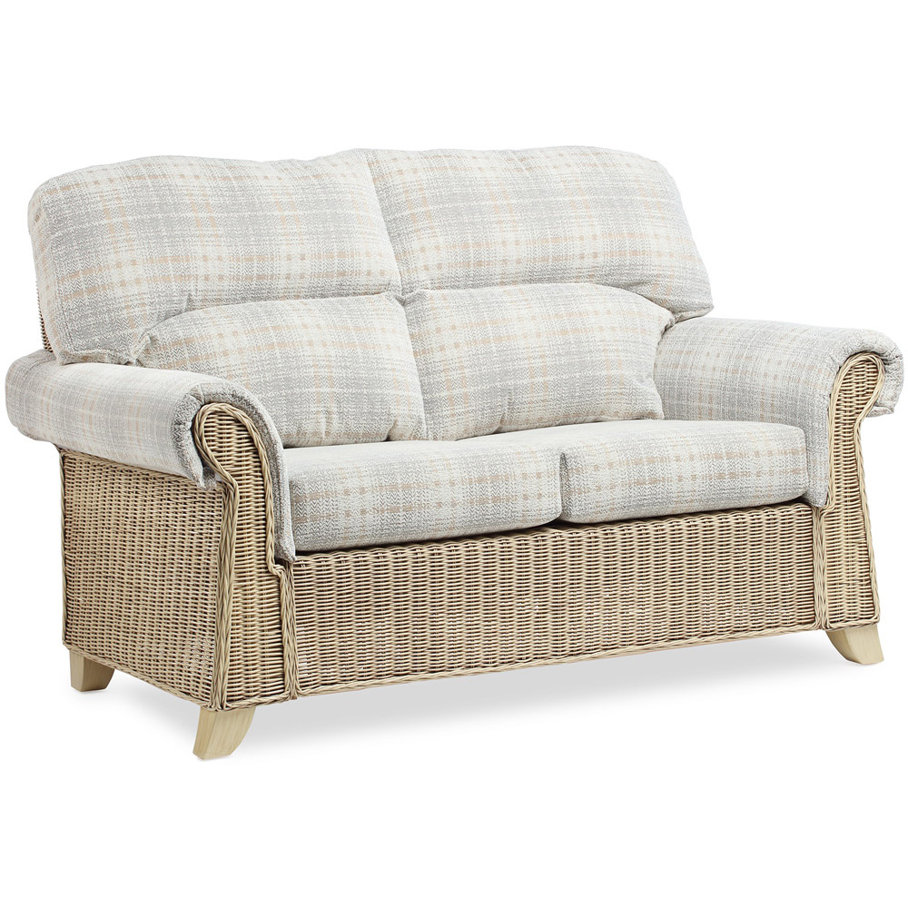 Desser Clifton 2 Seater Natural Rattan Check Fabric Sofa Image 2