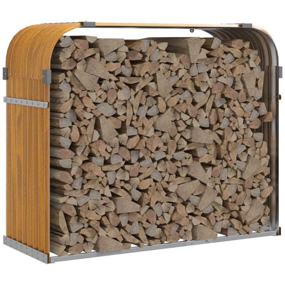 vidaXL Brown Galvanised Steel Firewood Log Holder 100 x 120 x 45cm Image 2