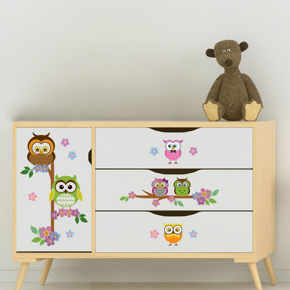 Walplus Kids Owl Flower Tree Self Adhesive Wall Stickers Image 3